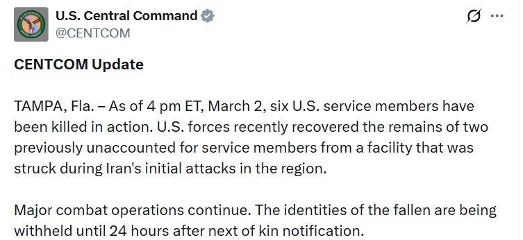 İran saldırılarında ölen ABD askerlerinin sayısı 6’ya yükseldi