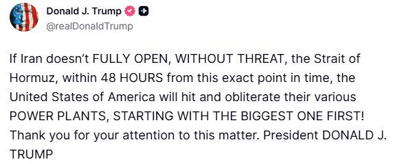 Trump, Hürmüz Boğazı’nı açması için İran’a 48 saat süre verdi