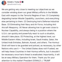 Trump: “İran’a yönelik askeri çabaları azaltmayı düşünüyoruz, hedeflerimize çok yaklaştık”