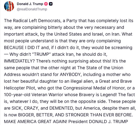 Trump’tan Demokratlara İran tepkisi: “Ne yaparsam yapayım karşısında olacaklar”