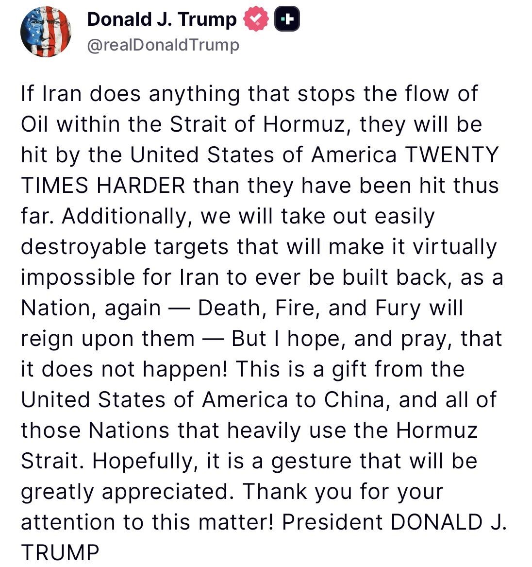 Trump’tan İran’a Hürmüz Boğazı uyarısı: “Yirmi kat daha sert şekilde vururuz”