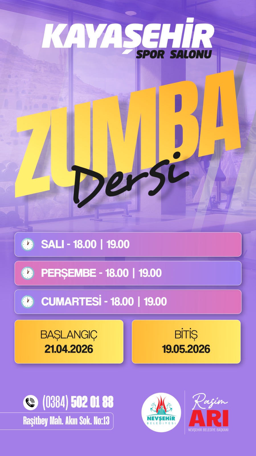Nevşehir Kayaşehir Spor Salonunda Zumba Dönemi