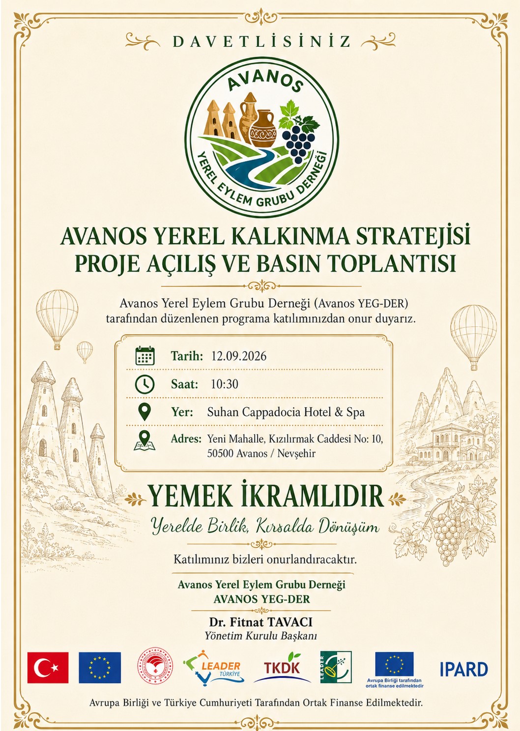 AVANOS YEREL EYLEM GRUBU, 12 EYLÜL 2026’DAN KIRSI KALKINMA VİZYONU AÇIKLIYOR