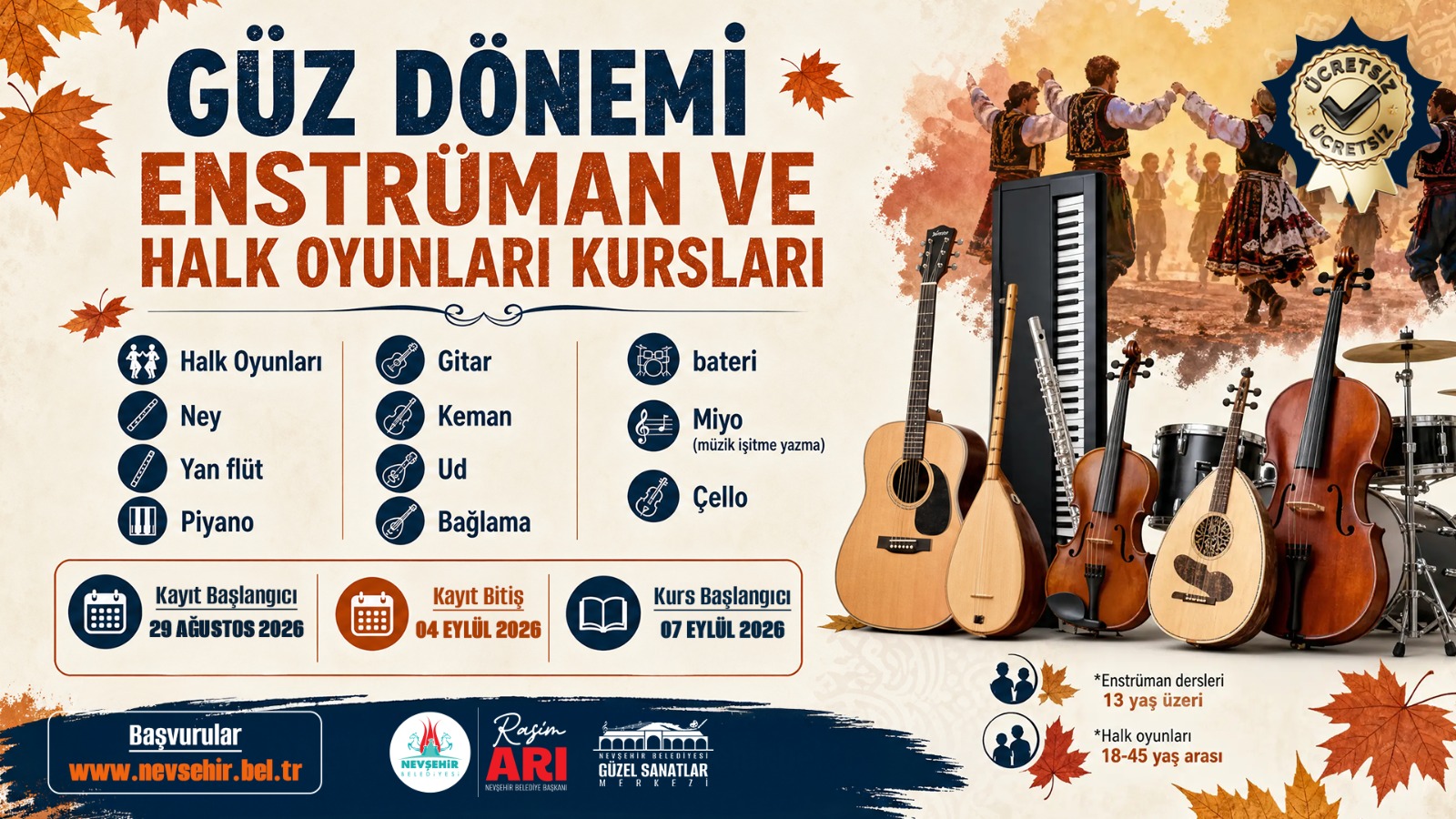 Nevşehir’de Güz Dönemi Sanat Kursları Başlıyor