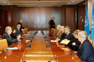 KKTC Cumhurbaşkanı Erhürman, BM Genel Sekreteri Guterres ile bir araya geldi
